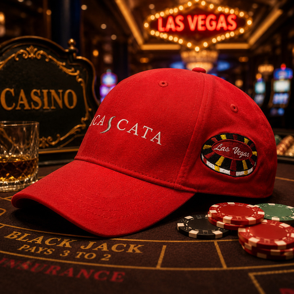 Cascata Las Vegas Casino Red Fitted Cap Hat L/XL Legacy Headwear *Never Opened*